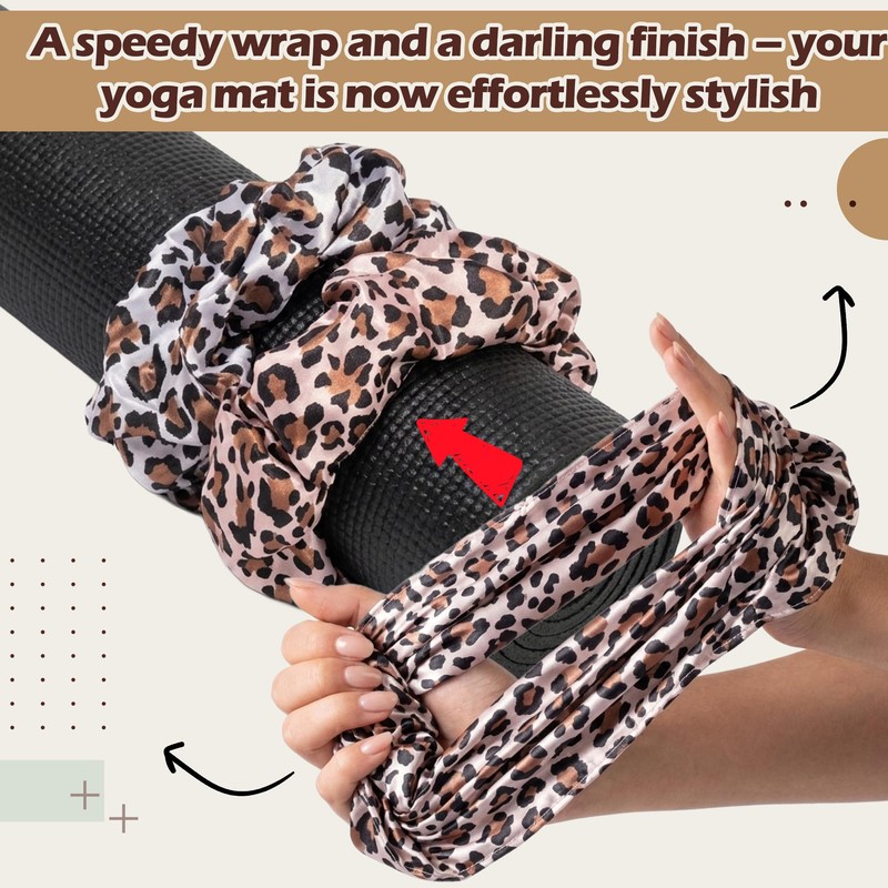4 Pack Yoga Mat Scrunchie, Fits Standard Mats (Brown &