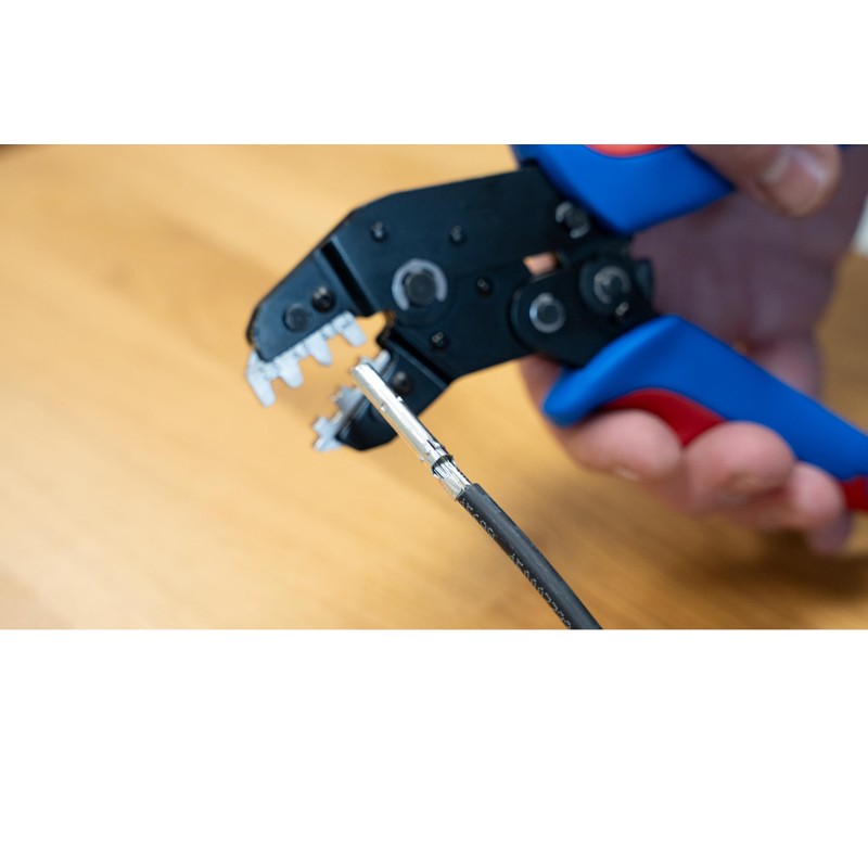 WEICON TOOLS Crimpzange MULTI, Presszange mit Wechselmagazin, Aderendhülsenzange-Set, Ratschen-Automatik, blau/rot