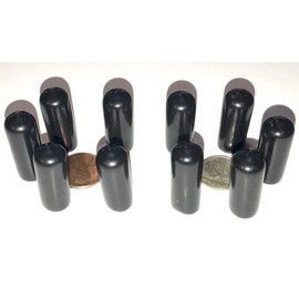 SBDs (Pack of 10): 1/4"- 5/16" Round Black Vinyl Flexible End Cap Bolt Screw Rubber Thread Protector Safety Cover | for 0.250 Inch Pipe Post Tubing Rod OD Cover - 1" inside Height