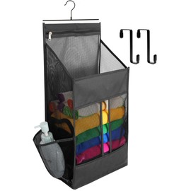 ALYER Hanging Plastic Grocery Bag Holder and Dispenser,Mesh Over the Cabinet Door Organizer with Easy-Access Openings for Kitchen Towel,Bras,Laundry,Installation Free(Black, 21.7"H * 11.8"W * 5.9"D)