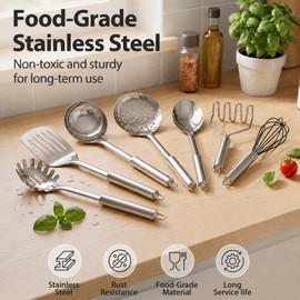 Leonyo 8 Pcs Stainless Steel Kitchen Cooking Utensils Set with Holder