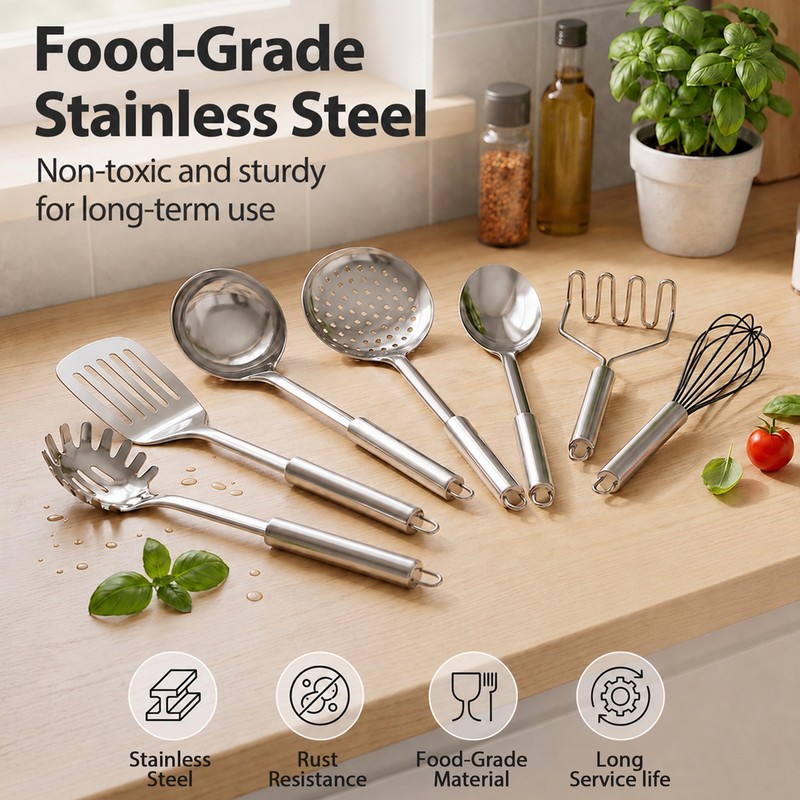 Leonyo 8 Pcs Stainless Steel Kitchen Cooking Utensils Set with