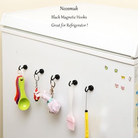 Neosmuk Black Magnetic Hook, 10 kg + Extra Strong Magnetic Hook for Grill, Strong Neodymium Magnetic Hook for Gadgets, Large Magnetic Holder for Kitchen, Small Strong Hook Magnetic