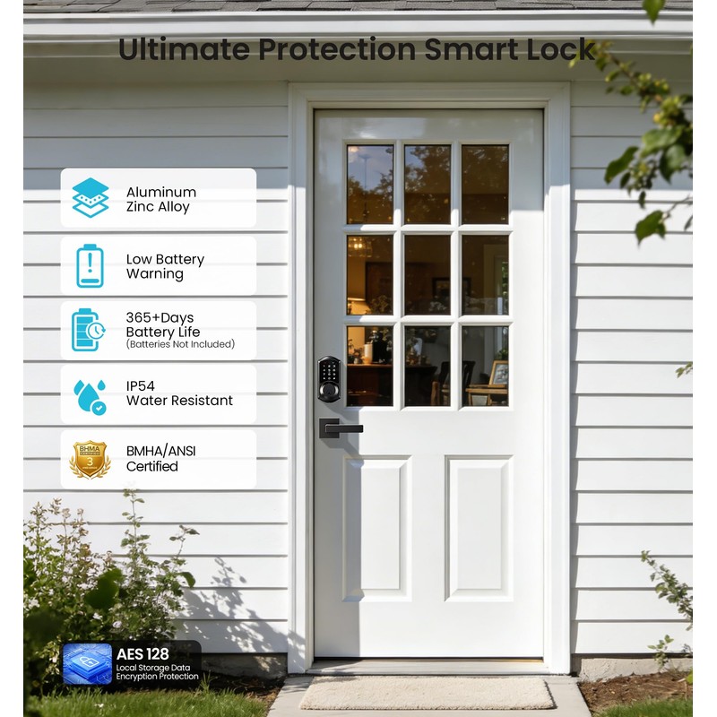 Veise VE06-L Smart Locks with 2 Lever Handle Set, App