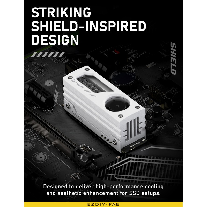 EZDIY-FAB Shield M.2 SSD Heatsink with Build-in 20mm PWM Fan,