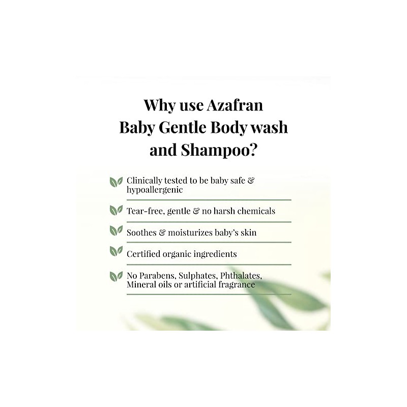 Azafran Organics Baby Gentle Body Wash and Shampoo, 200g