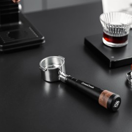 CrossCreek 51mm Espresso Bottomless Portafilter with 2 Ear | Stainless Steel Basket and Black Aluminum Alloy Handle | Fits De’Longhi ECP3420 / EC155 / BCO430 / EC260 Espresso Machine | Accessories