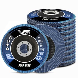 vuwo Professional Flap Disc for Metal - Flap Sanding Disc, Pack of 10, 125 mm x 22.23 mm Grain 60 Sanding Discs, T29 Roughing Discs, Flap Discs of Wood, Metal, Steel and Precise