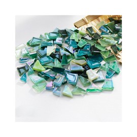 Yuelulala 500g Mixed Color Irregular Crystal Mosaic Tiles, Tiny Mosaic Tile Crystal Craft for Craft Bathroom Kitchen Home Decoration DIY Art Projects Art Material Decoration (Green Series)(A16-1)
