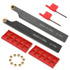 1/2" SRACL1212H06/SRACR1212H06 Indexable Lathe Turning Tool with 20Pcs RCMT0602 Round Carbide Milling Inserts Lathe Turning&Profiling Tool Holder for Steel Stainless Steel, 2Pcs Holders+20Pcs Inserts