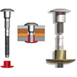 HLPMC-R12-6, Huck Hucktainer Lockbolts, 0.375 Inch Diameter, (0.312-0.437 Inch GR), Low PRO HD, Carbon Steel Material,