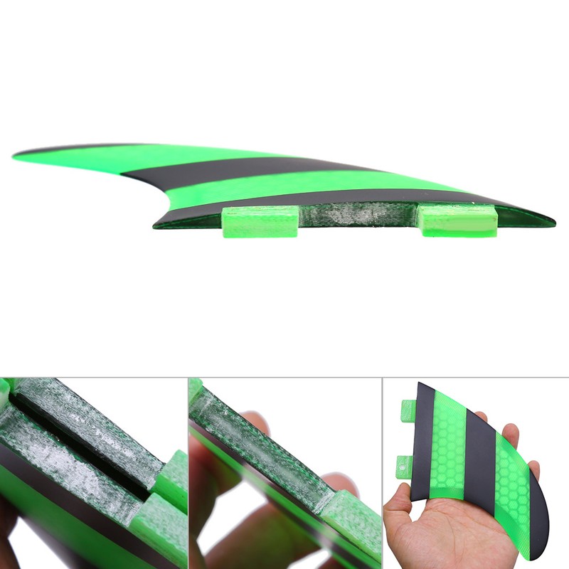 Green Black FCS G5 Surf Fins Surfboard Fiberglass Comb Tri