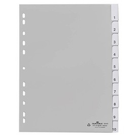 Durable Blanko-Register aus PP (mit blanko Taben) 10-teilig, grau, 644110