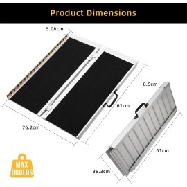 GARVEE Portable Wheelchair Ramp 2FT Aluminum Handicap Ramp 800Lbs Mobility Scooter Ramp
