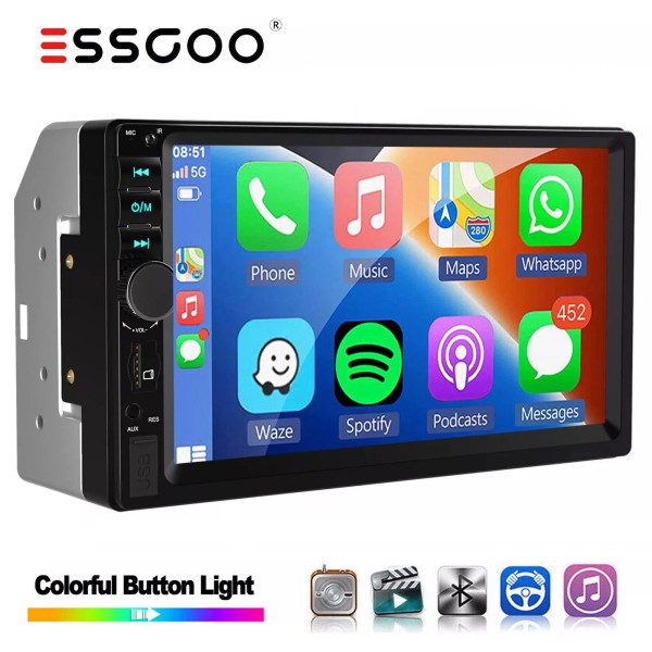 ESSGOO 7"inch 2 DIN Car Radio Stereo Carplay Android Auto