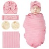 Vicloon Newborn Receiving Blanket, Newborn Swaddle Blanket with Headband Set,
