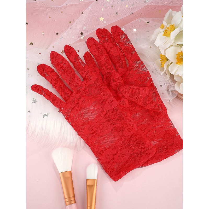 SATINIOR Lace Gloves for Women Tea Party Short Lace Gloves