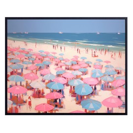 Ocean Wall Decor Beach Decor - Sea Wall Decor - Nautical Wall Decor - Beach House Coastal Wall Decor - Ocean Themed Gifts - Pink and Blue Wall Art & Decor for Women - Vintage Retro Living room Decor