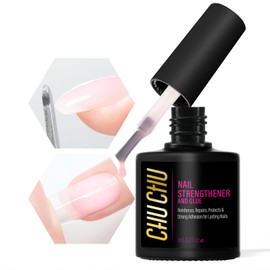 CHUCHU Nail Strengthener and Repair for Women: Pink Extra Strong Hardener and Growth Treatment for Damaged Peeling Thin Nails - Nail Adhesive for Salon Home Manicure Beginners Need UV Cured