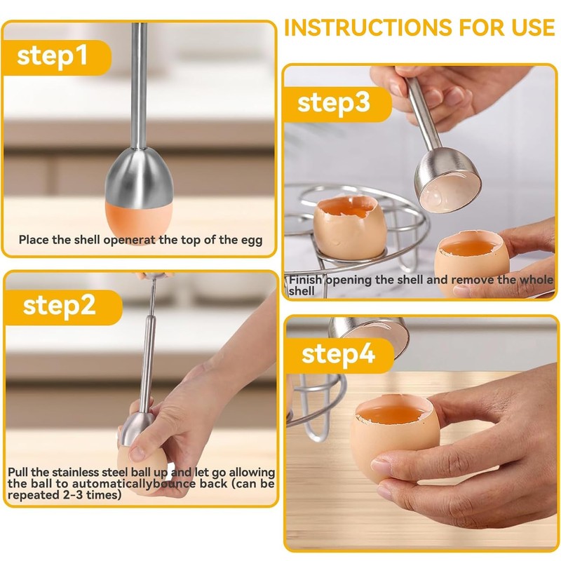WUBAYI Egg Topper Stainless Steel - Egg Cracker for Boiled