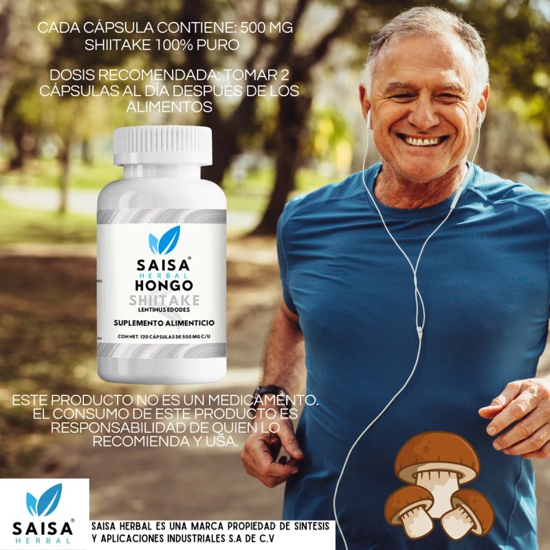 Hongo Shiitake Orgánico Con 120 Cápsulas Saisa Herbal Sabor Sin