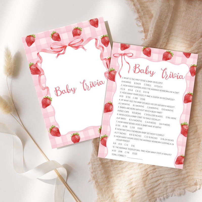 HandEasy Baby Trivia Game, Fun Baby Shower Games and Activities,Strawberry