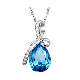 URBAN SHe° Ocean Blue Tear Large Teardrop Crystal Necklace Pendant Perfect for Birthday Gifts