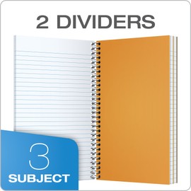 Oxford 3-Subject Notebook, 6" x 9-1/2"; College Rule, 150 Sheets, 2 Dividers, Assorted Colors, 1 Notebook (65362)