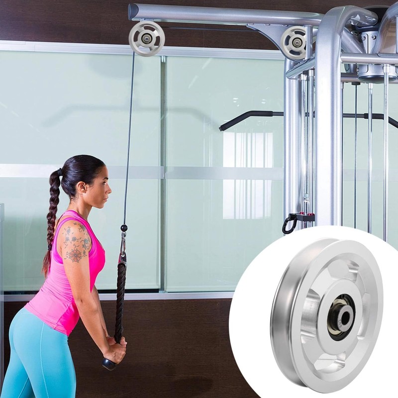 Gueiddi Aluminum GYM Pulley Wheel, Universal Aluminum Alloy Bearing Pulley