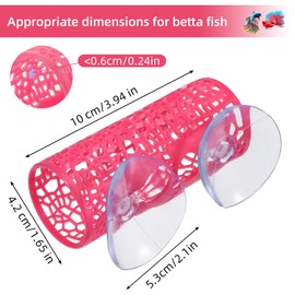 Rose Red Betta Fish Toys Hammock and Betta Tunnel, Safe Aquarium Decor for Small Fish & Shrimp, Bettas Tank Accessories with Suction Cups, Perfect Hideout and Play Area for Bettas
