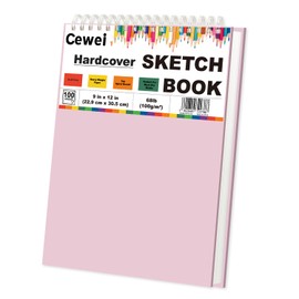 9"x12" Sketchbook Pink, 1 Pack-100 Sheets Cute Sketchbook for Girls, 68lb/100gsm Pink Sketch Book for Kids, Spiral Drawing Pad for Kid, Art Supplies for Kids 9-12 Girls.