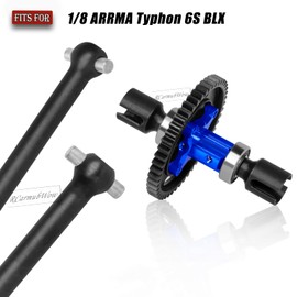 RCarmubWow RC Center Drive Shaft w/ 50T Gear Slipper Upgrades Part for Arrma 1/8 Typhon 6s,Steel #45 Front & Rear Center CVD Axles 2pcs,50T Differential Gear,Navy Blue