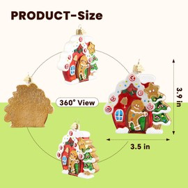 HZYC Gingerbread Christmas Ornaments for Tree,Hand-Blown Glass Ornament,Gingerbread Collection Figurine Hanging Ornaments,Christmas Tree Decorations for Gingerbread Lovers Holiday Birthday Party Gifts