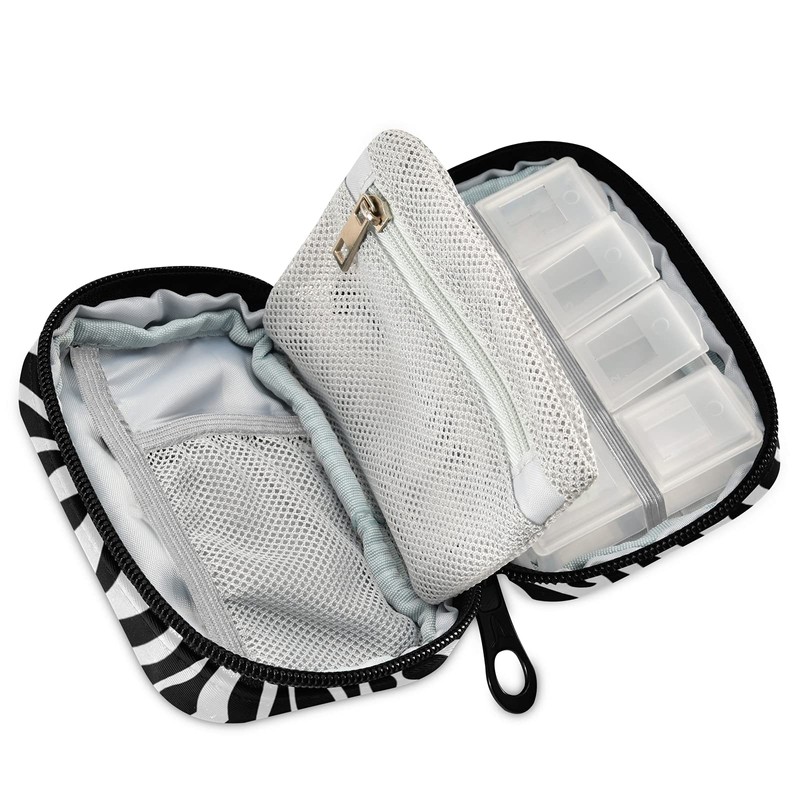 xigua Zebra Pill Case 7-Day Travel Pill Organizer Box with