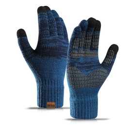 TATAFUN Winter Touch Screen Thermal Gloves, Men Anti-Slip Thermal Gloves, Soft Full-Finger Gloves, Winter Gloves, Suitable for Outdoor Cycling, Hiking, Climbing, Sports Bicycle (Blue)