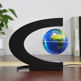 3 Inch Magnetic Levitation Floating Globe World Map Globe with C Shape Base LED Lights for Teaching Home Office Desk Decoration