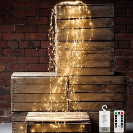 YITING 8 Modes 200 LED Spray Fairy String Lights ，10 Strand Cascading Waterfall Lights Battery Operated Waterproof String Lights，for Christmas Wedding Party Home GardenOutdoor Indoor Decoration