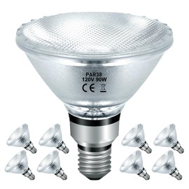 Jaenmsa PAR38 Halogen Flood Light Bulbs 90W 120V, PAR38 Halogen Light Bulbs 8 Pack for Indoor and Outdoor Floodlight Bulbs PAR38, Reptile Heat Lamp Bulbs with E26 Base, 2800K Warm White, 4050 Lumens