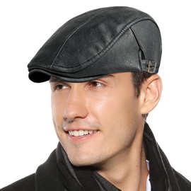 Aivtalk Men’s Cabbie Cap Lightweight Gatsby Flat Hat Breathable Newsboy Ivy Cap Leather Driving Leather Hat Classic Fashion Beret Hat