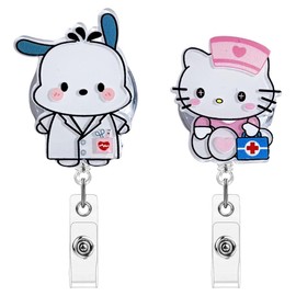 EIROVYA Nurse Badge Holder, Nurse Badge Reel, Retractable Badge Holder, Cartoon ID Badge Holder with Clip for Nurse, Doctor, Teacher, Pack of 2, bronze