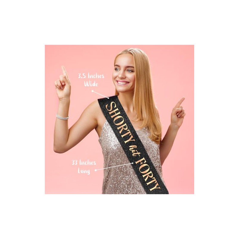PartyForever Shorty Hit Forty Sash – Black Glitter Sash with
