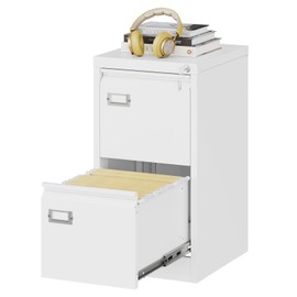 Fesbos 2 Drawers Vertical File Cabinets - 17.8" Deep Lockable Filing Cabinet - Metal Storage Cabinets for Home Office to Hanging Files Letter/Legal/F4/A4 Size