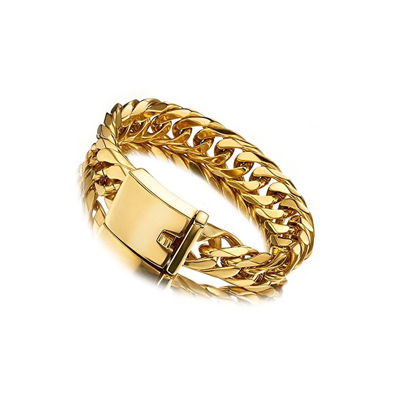 Jxlepe Miami Cuban Link Chain Bracelet 18K Gold 16mm Big