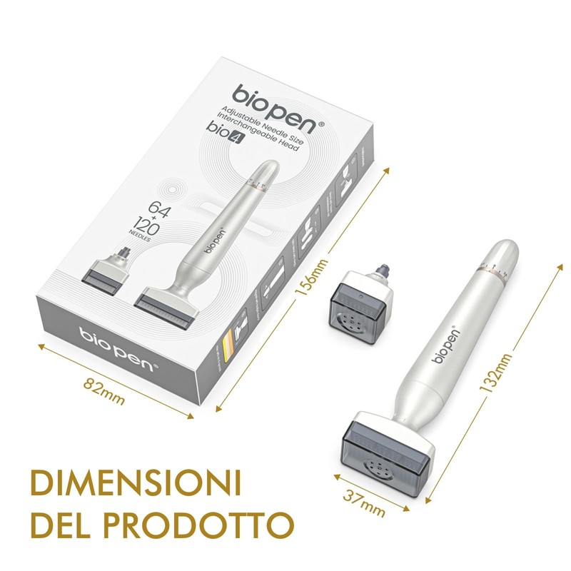 Derma Stamp, Dermastamp Regolabile 0-3mm 120 Titanio Aghi + 64