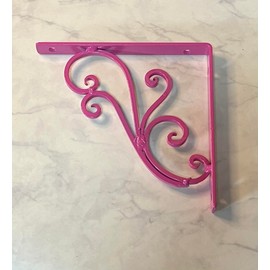 MASOUDI TRADING Shelf Bracket, 7.1 inches (18 cm), Set of 2, Iron Bracket, L-Shaped Angle Metal Fittings, Pink