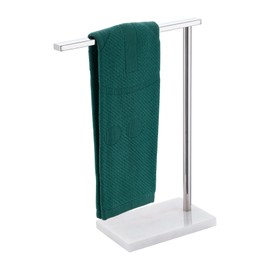 AONEON Towel Holder Chrome for Bathroom Vanity Countertop 1-Tier Towel Rack Stand with Heavy Marble Base Thicken Steady, Polished Stainless Steel AN7002CH