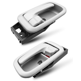 Inside Interior Door Handles W/Bezel Fit for Toyota Tundra 2000-2006, Front Left Driver & Right Passenger Side Beige Door Handle Replace 81257 69206-0C010-E1 692060C010E1, 1 Pair White