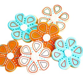 1 Dz. Flower Cookies! Get Wells, Baby and Bridal Showers, Thank You's and I love You's! Themed Birthday Party Favors or Gift!