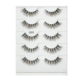 Kooyou Classic Natural False Eyelashes，Cat Eye Lashes Wispy Fox Eyelashes，Volume Fluffy Fake Lashes, Natural brown&black Mix Matter PBT，Reusable Adhesive Eyelashes,#Q05 Includes 5 Pairs of Lashes