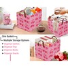 BOOHIT Pink Valentines Day Basket Large Foldable Heart Shaped Storage